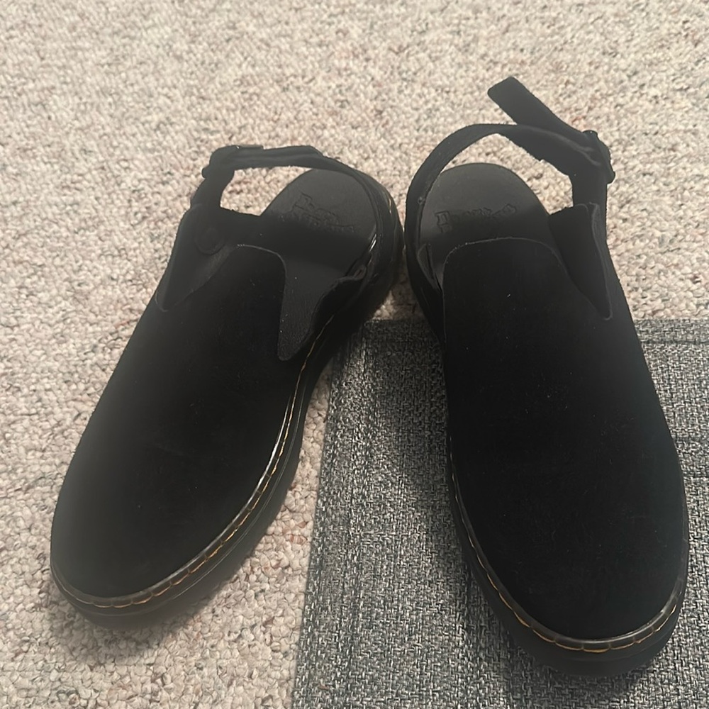 Doc Marten’s Black suede clogs like new